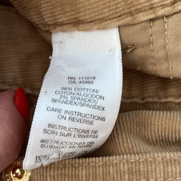 MICHAEL KORS MK tan chino cord corduroy flare jeans pant trouser 10 - Picture 5 of 6
